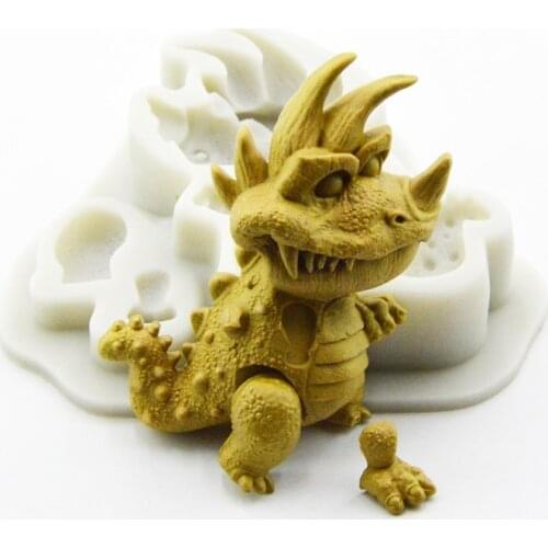 Meibum Silicone Fondant Cake Mold Jurassic Triceratops Birthday Party Dinosaur Pastes Sugar Craft Decorating Mould Baking Tools