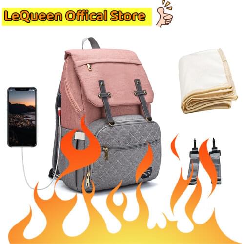 LEQUEEN Diaper Bag Multi Function Large Capacity Nappy Bag Organizer with Changing Pad Backpack Mommy Bag Baby Care Stroller Bag