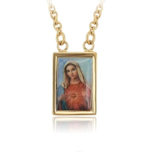 MxGxFam 50 cm Virgin Mary Pendant Necklaces For Women Men Religion Jewelry Gold Color 18 k Good Quality