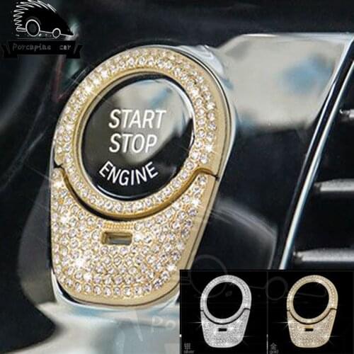 Car Style One-Button diamonds Decorative Cover Trim Decal Keyhole Circle Sequin Interior Accessories For BMW 5series 2018 530