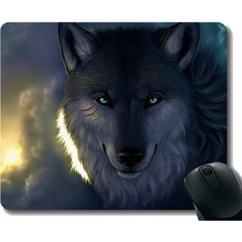 Mouse Pad Non-Skid Natural Rubber Rectangle Mouse Pads,Animal wolf warm Mousepad Nonslip Rubber Backing