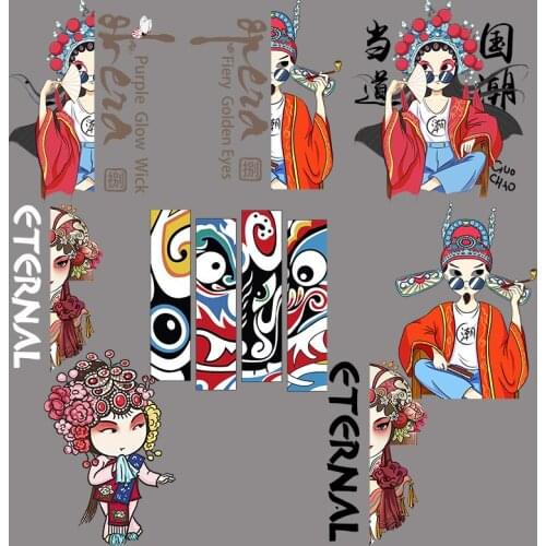 New Couple Peking Opera Iron on Patches For DIY Heat Transfer Clothes T-shirt Thermal transfer stickers Decoration Printing