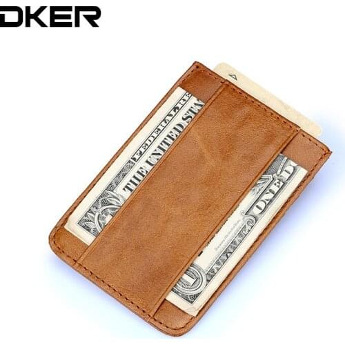 Wholesale Slim Brand Men Women Genuine Leather Bifold Male Purse Billfold Wallet Money Clip 150PCS/lot