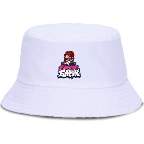 New Boys Girls Panama Bucket Cap Anime Game Friday Night Funkin Bucket Hat Fashion Harajuku Sunscreen Sun Cap Fishing Hat