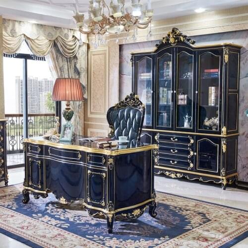 European-style Solid Wood Desk Book Desk Writing Desk Computer Desk Oak Luxury Desk and Chair Combination