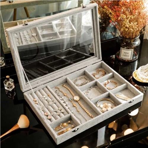 Dustproof Flannel Jewelry Box Storage Ring Display Case Lady Jewelry Organizer for Earrings Joyeros Organizador De Joyas