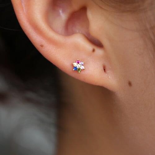 Cute New Romantic Small Gold multi color Lovely dainty flower Shape Stud Earrings Women Party Girlfriend Gift promotion
