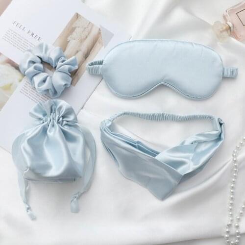 Four-Piece Silk Eye Mask With Souvenir Small Gifts For Brides Party Wedding Hair Tie Hair Band Storage Bag Silk Eye Mask Set