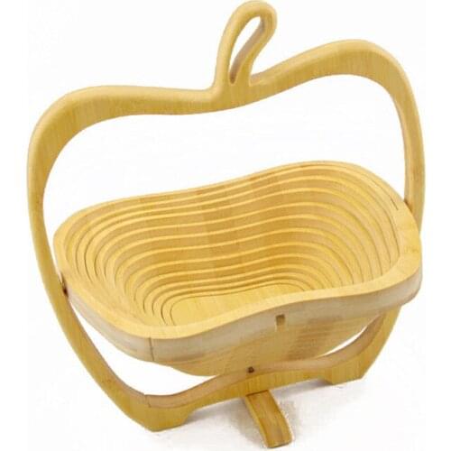 Foldable Fruit Basket Handmade Bamboo Basket Storage Tray Expandable Collapsible Kitchen Food Storage Baskets Craft Ornaments