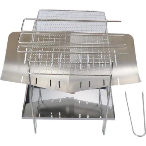 1PC Stainless Steel Barbecue Stove Japanese Style Folding Barbecue Stand Stove Camping Barbecue Rack Tool Portable Easy To Clean
