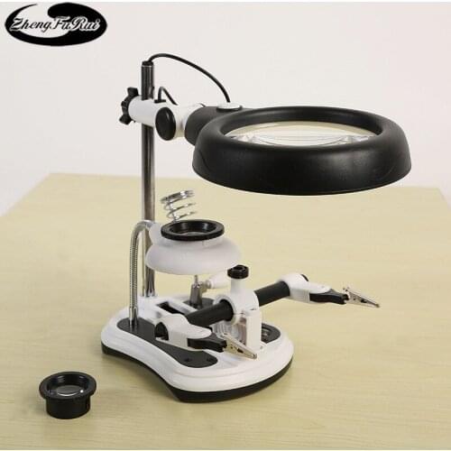 Multifunctional magnifying glass with lamp lighting bracket auxiliary clip-on magnifying glass MG16130-108C magnifying glass