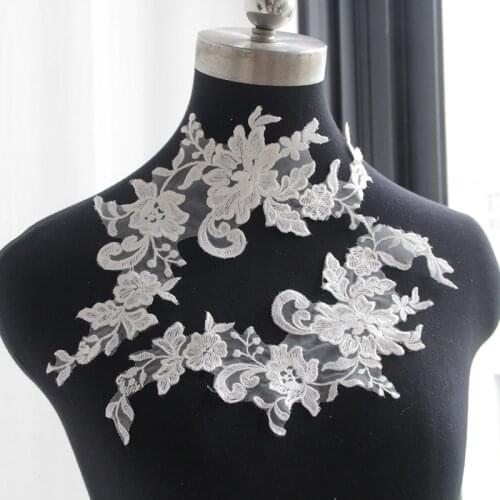 Wedding Dress Embroidery Wedding Bridal Veil Lace Applique Patches Polyester 2021 Lace Applique