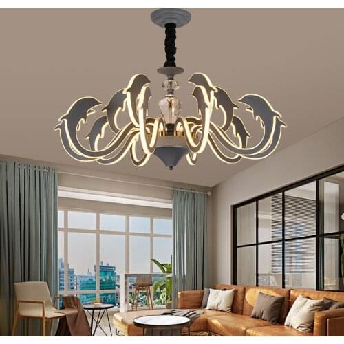 LED Simple Chandeliers Creative Dolphin Living Room Lamp Led Bedroom Lamp Living Room Decoration Nordic Lamps