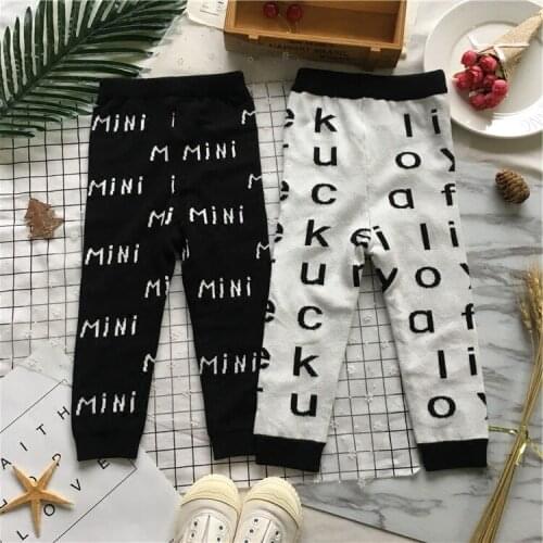 Tonytaobaby Spring and Autumn New Style Boys and Girls English Knitted Tight Leggings Elastic Pants Belly Protection