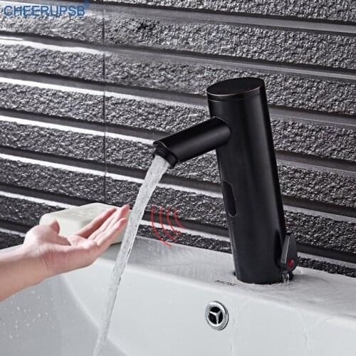 Bathroom Touchless Motion Sensor Faucet Hot Cold Water Mixer Automatic Tap Deck Mount Smart Brass Faucet Infrared Sense Torneira
