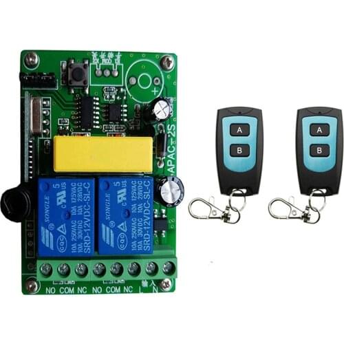 AC 220V 2CH 433Mhz Universal Wireless Remote Control Switch Relay Module Receiver For garage door opener Gate Motor