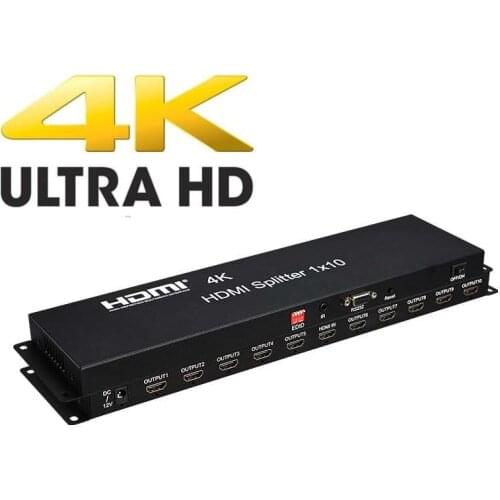 High Performance HDCP 1.4 HDMI Splitter 1 x 10 full 3D and 4Kx2K (340 MHz) suitable for with ir