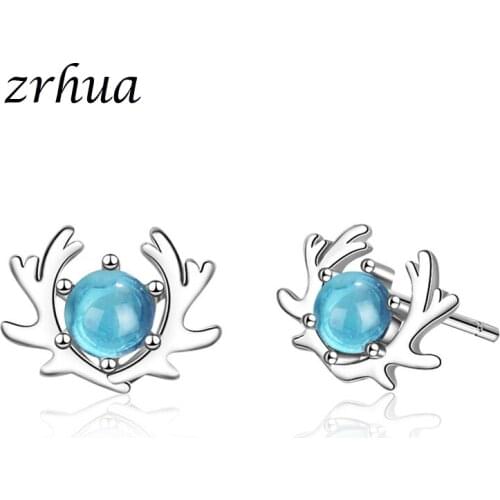 ZRHUA Silver Color Earrings Luxury Crystal Earring For Women New Stylish Stylish Silver Jewelry Femme earings 2019