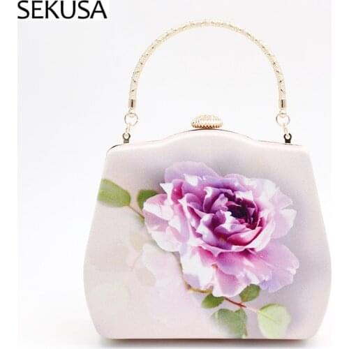 Floral Women Day Clutch Bucket Brand Design Party Small Evening Bags With Dress New Dinnger Retro Purse