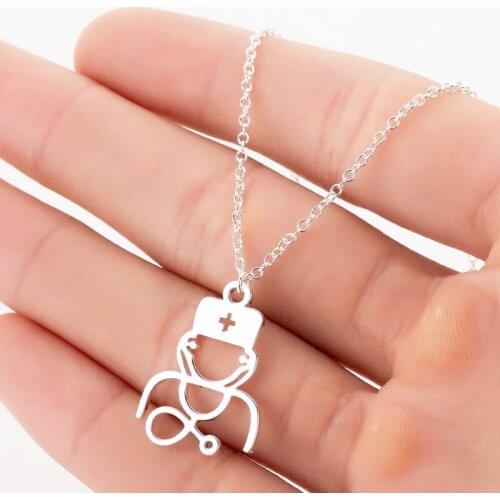 SMJEL Nurse Stethoscope Chain Necklace Women Stainless Steel Choker Pendants Necklaces For Nurse Doctor Christmas Gift