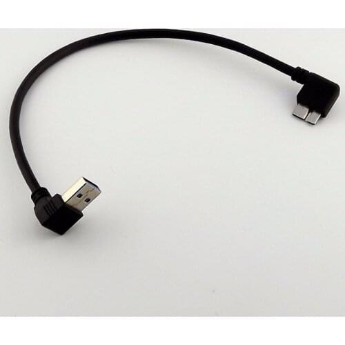 10pcs USB 3.0 UP Angled Type A Male to Micro Left Angled B Male Data Adapter Cable 27cm