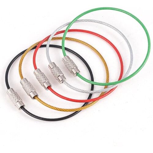 5PC Stainless Steel Wire Keychain Cable Rope Key Holder Keyring 5 Colors Key Chain Rings Women Men Jewelry