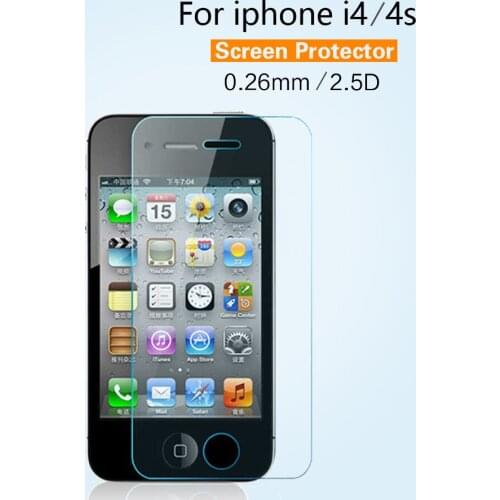 500pcs/lot,2.5D 0.26mm Protective Film Premium Tempered Glass round Screen Protector for iPhone 4 4S 5 5S 5C ,DHL Free
