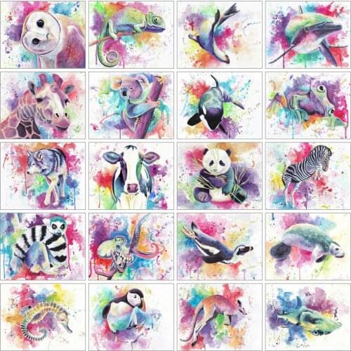 Huacan Full Diamond Embroidery Mosaic Wolf Owl Panda 5D Diamond Painting Cross Stitch Animals Home Decoration