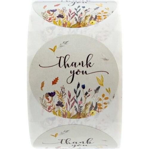 Thank You Stickers Autumn Floral seal labels 50-500pcs round label for package personalized decoration stationery sticker