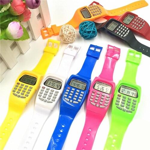 1PCs Fashion Calculator Led Digital Watches Children Watches Silicone Band Electronic Wristwatches Kids Childrens Watches