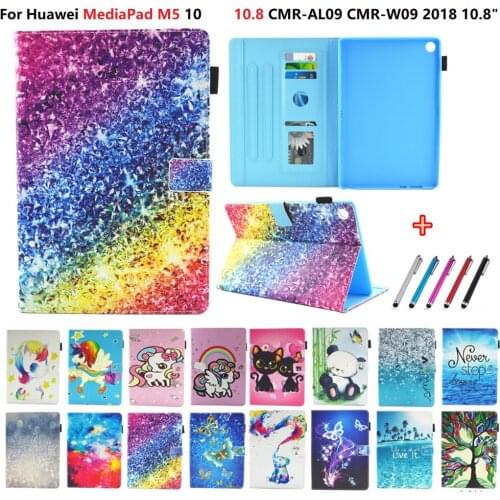 Tablet Case For Huawei MediaPad M5 10 10.8 2018 CMR-AL09 CMR-W09 Painted Cartoon Unicorn Stand Funda MediaPad M5 10 Case 10.8