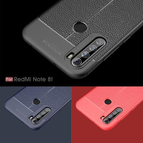 Redmi Note 8T Case Litchi Grain Soft Silicone TPU Case Leather Texture Soft TPU Cover For Xiaomi Redmi Note 8T Note8T 6.3 inch