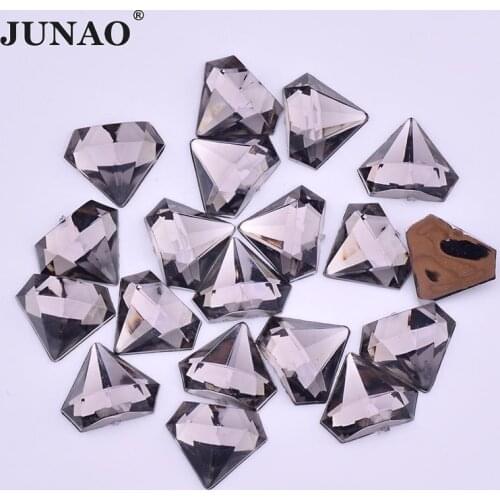JUNAO 10*12mm Grey Color Fancy Crystal Rhinestone Acrylic Crystal Applique Flat Back Gems Diamond Strass for Crafts