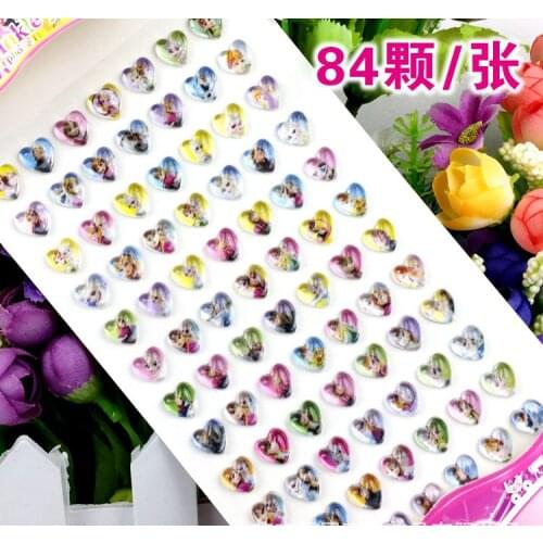 84pcs/lot Childrens cartoon resin rhinestone stickers kindergarten reward gem stickers diy acrylic eyebrow paste