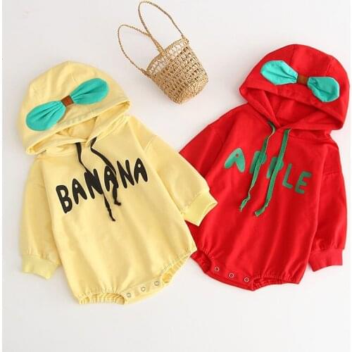 Spring Cute Baby Boys Girls Long Sleeve Fruits Letter Rompers Jumpsuit Clothes Autumn Kids Baby Boy Girl Clothes Rompers