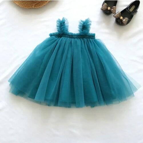 Children Dress 2018 Baby Girls Sling Ball Dresses Sleeveless Mesh Tutu Dress Summer Girl Party Dress Vestidos 1-6Y RT034