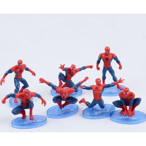 7Pcs/Set Disney Avengers Spiderman Action Figure Plastic Spider-Man Model Toys Children Gift Cake Decoration