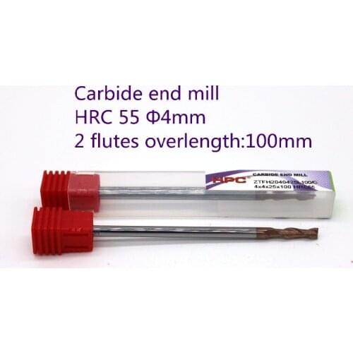 Router bit 4*4*100 of 2 flutes with flattened carbide end mill HRC 55 for CNC milling machine mills cutter