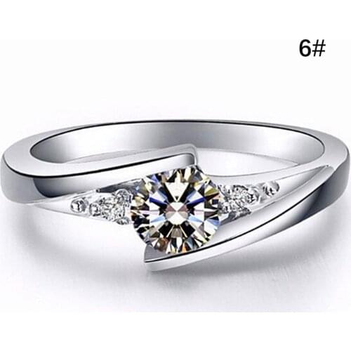 New Luxury Female Small Zircon Stone Ring Crystal Silver Color Wedding Band Rings Promise Solitaire Engagement Rings For Women