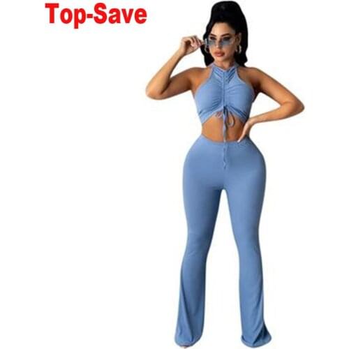 Loungewear Two Piece Set Women Top And Pants Drawstring Celebrity Runway Ladies Matching Sets Sports Nightclub Party Clothing