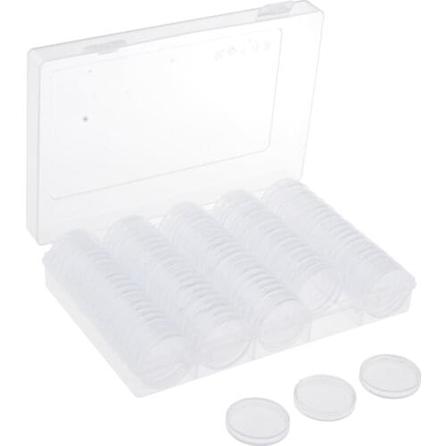 100x Clear 20.5mm Coins Collection Storage Box Capsules Set Containers