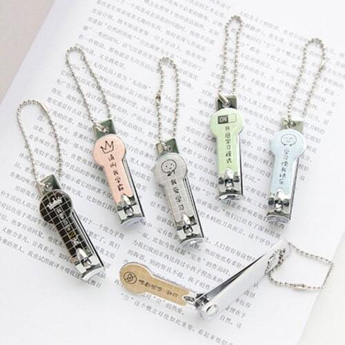 Korean Style Stainless Steel Curved Nail Clippers Cute Cartoon Meow Cat Cactus Pedicure Manicure Trimmer Portable Scissor