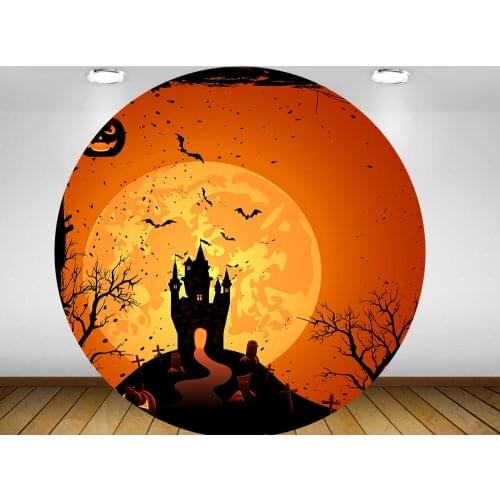 Round circle background Halloween themed Backdrop baby shower birthday Party table Covers decoration YY-520
