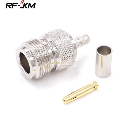 Brass N Type Female Plug Solder RF Coaxial Crimp for RG58 RG142 LMR195 Cable Straight Connector