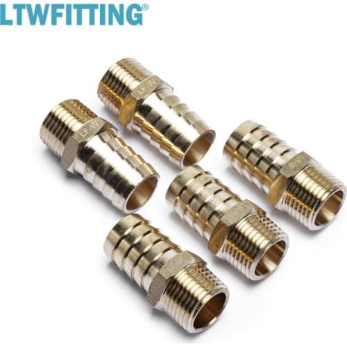 LTWFITTING Lead Free Brass Barbed Fitting Coupler / Connector 3/4" Hose Barb x 1/2" Male NPT Fuel Gas