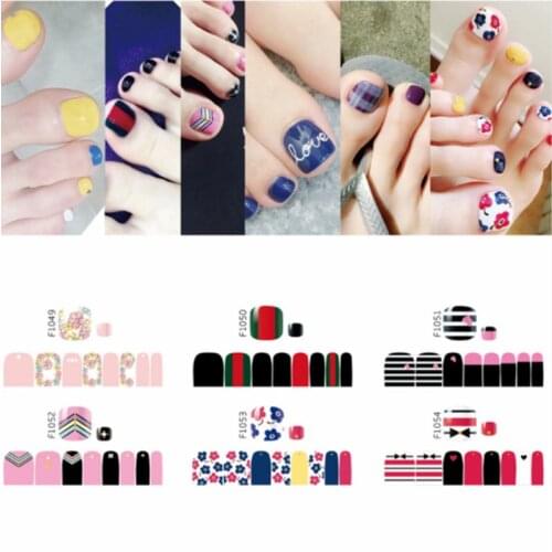 Summer Toenails Sticker Mixed Designs Adhesive Full Cover Nail Art Wraps Unas Nail Stickers Manicure Decals Wholesale Top Coat