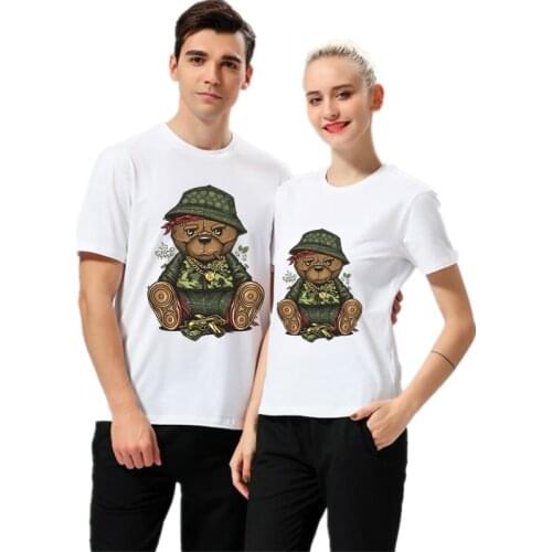 Summer New Style Ladies Short-Sleeved Couple T-Shirt Pure Cotton Carton Bear Printing Casual Tee