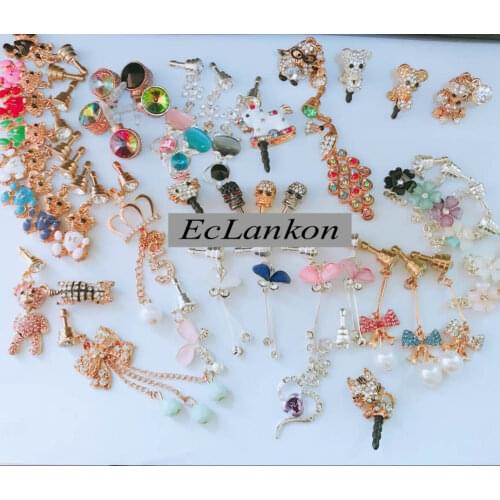 Many styles Diamond animal Pattern dolphin dog cat koala Anti Dust Plug For Phone Accessories Earphone Jack for iphone huawei