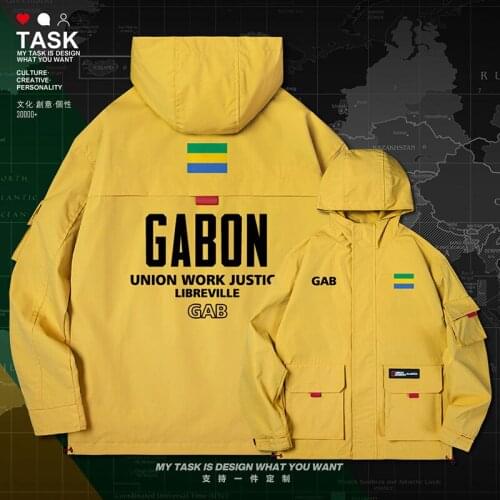 Gabonese Republic Gabon Gabonaise GAB GA men jacket hooded nation flag casual trench coat men clothing mens autumn clothes