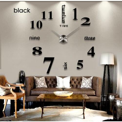Wall Clock Large Modern Design Digital 3D Vintage Luminious Horloge Diy Acrylic Mirror Reloj de Pared Brief Stereoscopic Silent